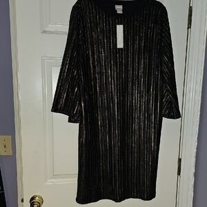 Chico's Black Shimmer Long Sleeve Dress NWT Size 2